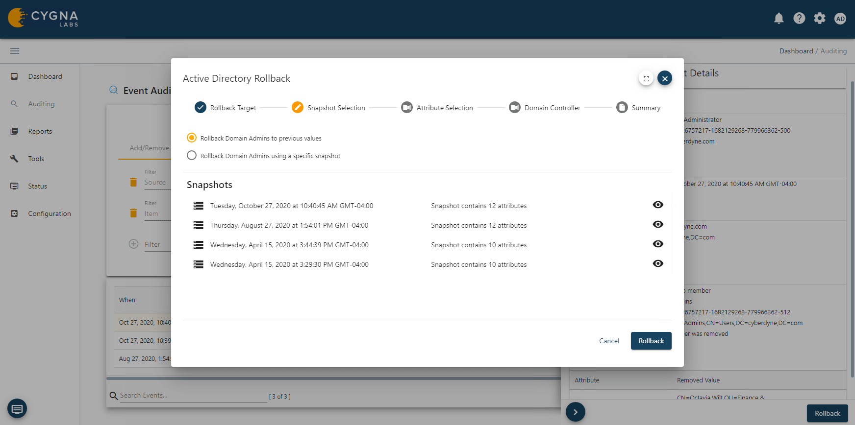 Cygna Recovery for Active Directory : Integrated audit and recovery