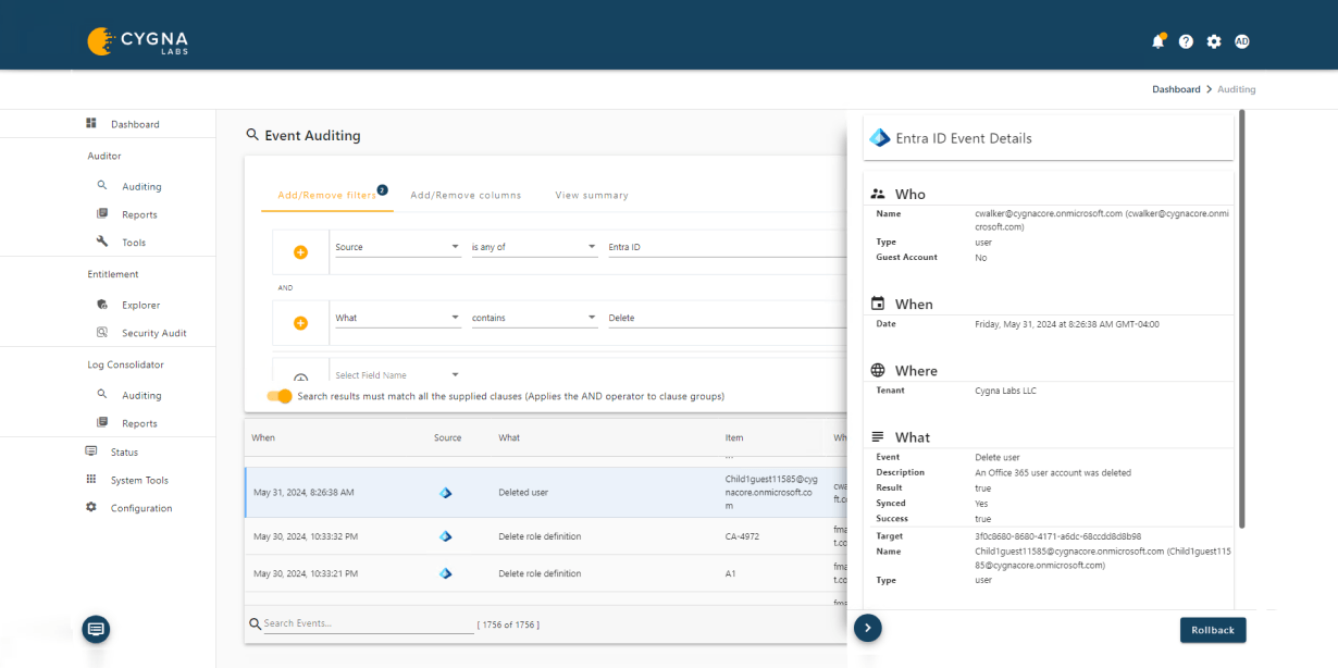 Cygna Auditor for Entra ID : Comprehensive-change-auditing